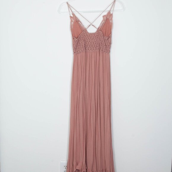 Free People One Adella Lace Slip Maxi Dress Rose Pink Womens Size Small - Picture 11 of 16